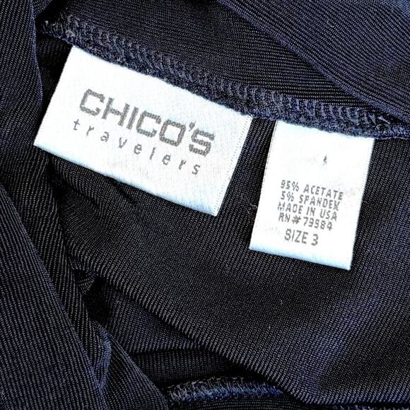 Chico's Travelers Vintage Cap Sleeve Asymmetric Cowl Neck Slinky Top XL/16 Black - Picture 12 of 13